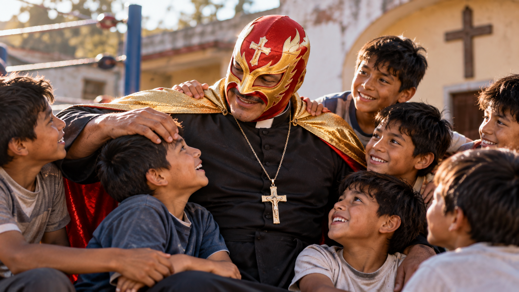 A Priest in a Red-and-Yellow Mask